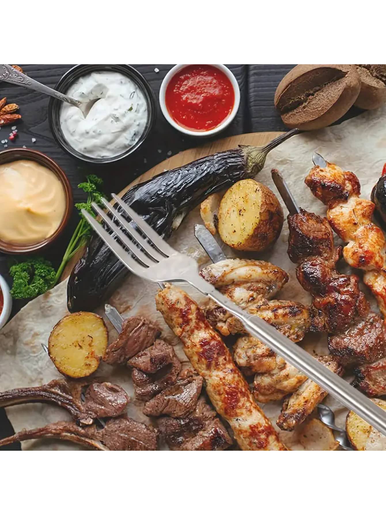 1 件不锈钢可伸缩餐叉 - 可伸缩，伸缩式，22.1~64.6 厘米（8.7~25.4 英寸）长，易于使用，节省空间，非常适合餐厅、水果、甜点、露营、旅行和日常用餐圣诞礼物、学校用品 - 銀色 - 查看 8