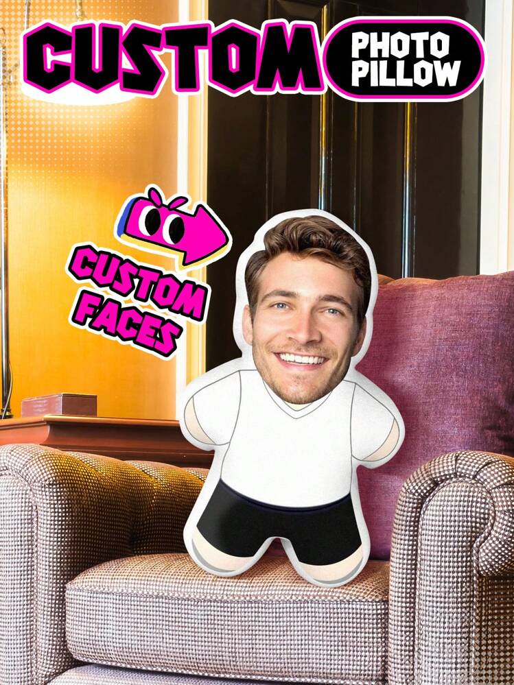 1pc Custom Face Pillow For Her/Him Custom Photo Pillow For Woman/Man, Custom Mini Pillow With Photo, Personalized Body Shape Pillow, Custom Funny Face Pillow, Personalized Shaped Pillows, Custom Photo Pillow, For Anniversaries, For Valentine's Day, For Children's Day, For Birthdays, For Weddings, For Christmas, For Housewarming Sofa, Bed, Car