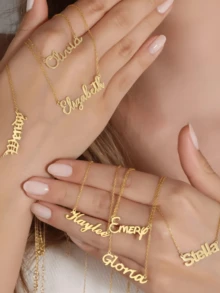 1 chiếc vòng cổ chữ cỏ bằng thép không gỉ cổ điển màu vàng nhiều kiểu dáng tùy chỉnh cho nam và vòng cổ xương đòn cho nữ, vòng cổ tên tùy chỉnh, quà tặng độc đáo cho vợ, trang sức bãi biển mùa hè Halloween Giáng sinh - Nhiều màu - Xem 5