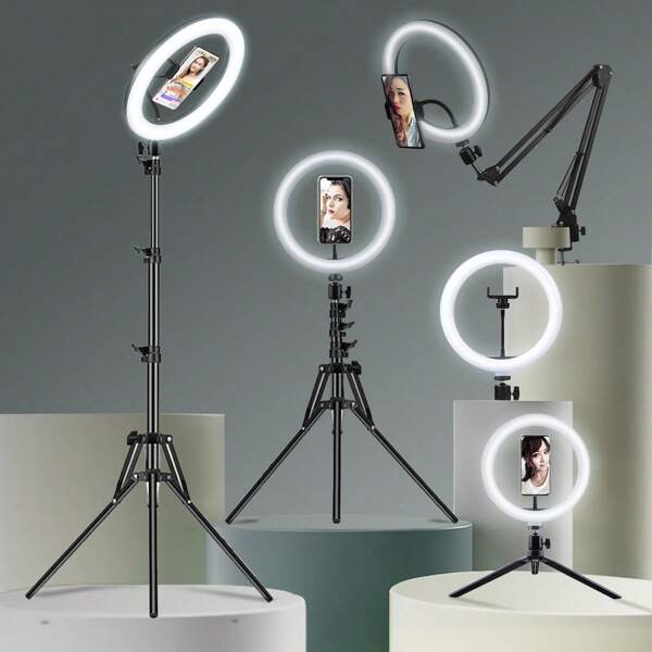 AXNEN Anel de luz LED para selfies de 10 polegadas com tripé opcional, luz de preenchimento para fotografia, anel de luz LED para gravação de vídeo, transmissão ao vivo, adequado para fotografia, gravação de vídeo, transmissão ao vivo, reunião com zoom, com suporte para luz de selfie