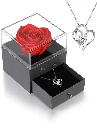 Eternal Flower Jewelry Box Romantic Creative Rotating Soap, Bright Red Rose, Forever Flowers Rose Gifts For Mom Wife Girlfriend On Christmas, Valentines Day, I Love You Gifts For Her, Anniversary Or Birthday Gifts For Women﻿, Christmas, Christmas Gift/Present, New Year