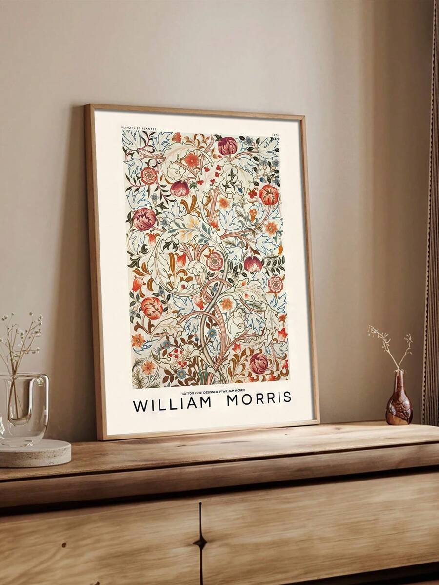 1幅复古艺术海报，帆布印刷，植物花卉墙画，办公室和家居墙面装饰，客厅装饰，无框