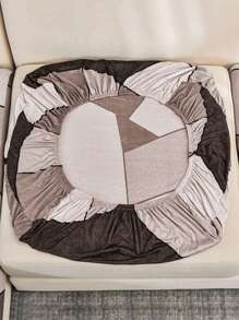 1pc Geometric Triangle Printed Milk Silk Spandex Universal Sofa Cushion Cover For All Seasons