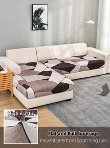 1pc Geometric Triangle Printed Milk Silk Spandex Universal Sofa Cushion Cover For All Seasons