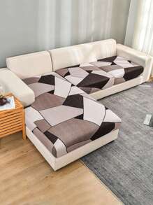 1pc Geometric Triangle Printed Milk Silk Spandex Universal Sofa Cushion Cover For All Seasons