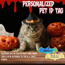 1pc Customized Engraved Bat-Shaped Pet ID Tag - Personalized Halloween Theme Pattern Dog And Cat Name Tag, Stainless Steel Collar Pendant - Anti-Lost Keychain, Engraved With Name And Contact Information - Colorful Fashion Outdoor Pet Accessory - Perfect Gift For Pet Safety - Multicolor - View 6