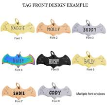 1pc Customized Engraved Bat-Shaped Pet ID Tag - Personalized Halloween Theme Pattern Dog And Cat Name Tag, Stainless Steel Collar Pendant - Anti-Lost Keychain, Engraved With Name And Contact Information - Colorful Fashion Outdoor Pet Accessory - Perfect Gift For Pet Safety - Multicolor - View 10