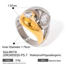 Fashion Mixed Metal Ring For Women Gold Color And Silver Color Two Tone Ring For Stacking Jewelry Gifts - Ring - View 10