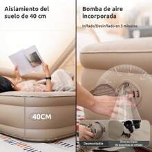Colchon Inflable Matrimonial Con Bomba Inflable Automática - Caqui - Ver 3