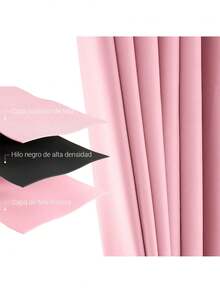 1 Panel Cortina Blackout Cancelación de Ruido y Aislamiento Térmico (135 X 228 Cm) Cortina Opaca, Tersa y Elegante 100% Poliéster, Tela Impermeable, Cancelacion De Ruido, Para Sala de Estar, Recámara, Ventanas - Rosa Roja - Ver 2