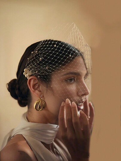 Vintage Elegant Pearl Birdcage Bridal Veil, Women's Hair Accessory Suitable For Parties, Banquets And Weddings Fall Clothes For Women