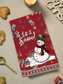 2 件圣诞礼物雪人与圣诞老人印花餐巾，混合纤维制成的装饰手巾，适用于厨房清洁和浴室装饰，大尺寸 45*70 厘米 - 彩色 - 查看 6