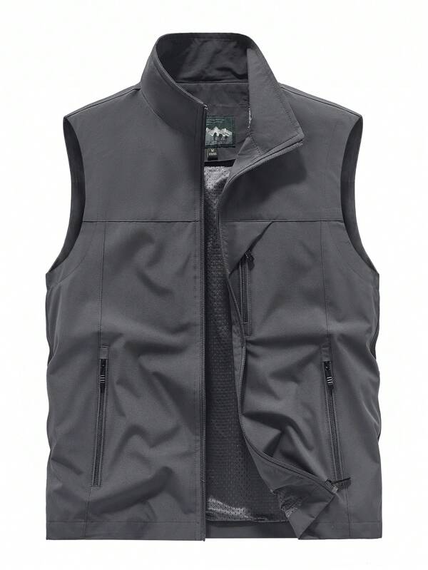 男士轻便立领背心夹克，多口袋春秋休闲马甲