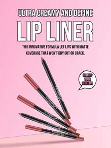 Misslyn 持久唇线笔，高显色度唇膏，可伸缩凝胶唇线笔，顺滑易涂，打造自然妆效，可用卷笔刀削出理想形状，显色度高，打造自然唇妆，持久顺滑超细哑光唇线笔，不晕染，Y2K妆容，适合派对、海滩、旅行、度假、露营、户外活动，玫瑰时尚