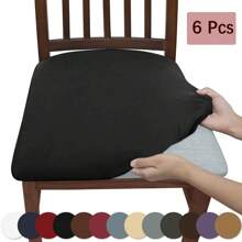 1 szt./4 szt./6 szt. Uniwersalny pokrowiec na stołek z jedwabiu mlecznego, jednolity kolor szczotkowany i wysoce elastyczny pokrowiec na siedzenie krzesła, miękki i wygodny pokrowiec na krzesło, odporny na kurz i brud, odpowiedni do krzeseł jadalnych, biur i wystroju domu, pokrowce na krzesła do jadalni, pokrowce na krzesła do jadalni, pokrowce na krzesła do jadalni, pokrowce na krzesła do jadalni, Forros Para Sillas De Comedor, pokrowce na krzesła, pokrowce na krzesła kuchenne, zestaw 6 pokrowców na krzesła do jadalni