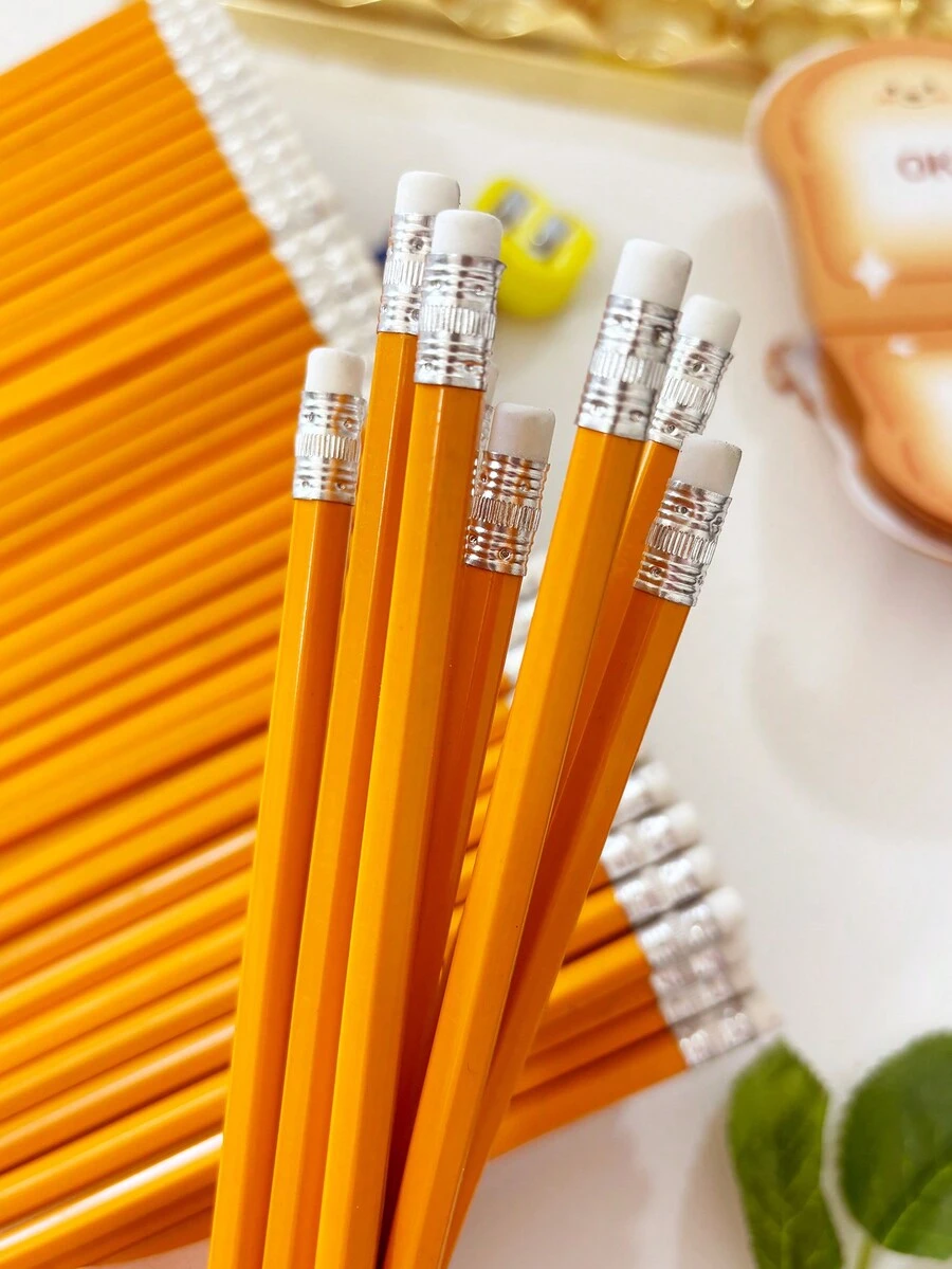 12/30 piezas Lápiz amarillo HB, adecuado para escribir, dibujar, pintar - Escritura suave, duradero - 12 palos - Ver 1