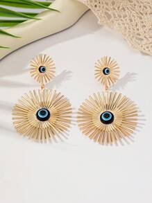 A 2024 European And American Cross-Border Jewelry Fashion Devil's Eye Necklace, Earrings, Bracelets, Rings, Metal Hollow Flower Necklaces, Women's Runway Style Elegant Set