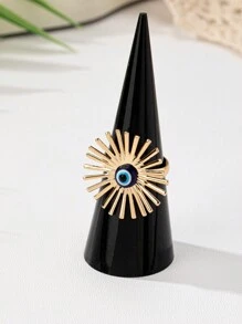 A 2024 European And American Cross-Border Jewelry Fashion Devil's Eye Necklace, Earrings, Bracelets, Rings, Metal Hollow Flower Necklaces, Women's Runway Style Elegant Set