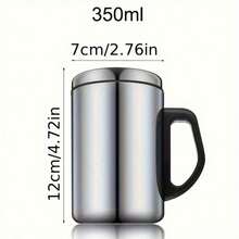 1pc Double-Wall Stainless Steel Cup With Lid, Insulated Coffee Travel Mug, Coffee Cup 14oz Capacity, Durable Beverage Container For Hot & Cold Drinks, Leakproof & Portable, 350/500ml