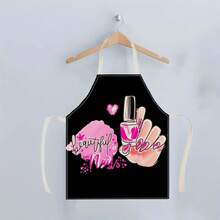 1 件 3D 图案亚麻围裙，适合家庭烹饪、厨房穿着和烹饪爱好者 - 彩色 - 查看 5