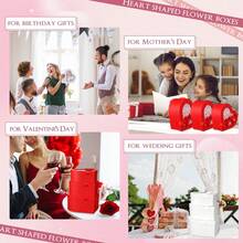 12 Pcs Heart Shaped Boxes For Flower Wedding Proposal Floral Gift Box With Transparent Window Lids Flower Box Gift For Valentine's Day Birthday, 3 Sizes(Red, White) - Nhiều màu - Xem 5