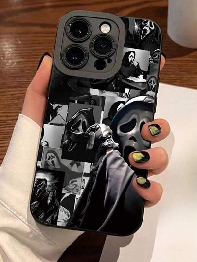 غطاء هاتف TPU مضاد للسقوط بتصميم وجه شبح بسيط وعيون ملاك متوافق مع 17 Air، 17 Pro Max، 16 Pro Max، 15 Pro Max، 14 Pro Max / Galaxy S25 Ultra، S24 FE / Honor X6A، X7B، X8B / Redmi Note 13 Pro / 12C قطعة واحدة