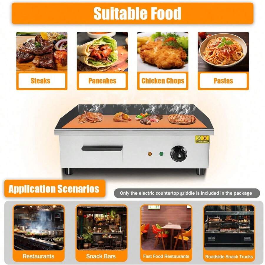 Teppanyaki, Electric Griddle Cooktop Countertop Commercial Flat Top