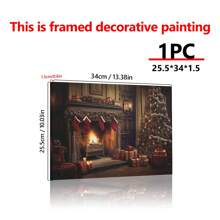 1 Piece Warm Fireplace Christmas Living Room Wall Art Canvas Print, Christmas Tree, Christmas Decor Home,Stockings, Gifts, Ready To Hang, Vintage Nostalgia, For Living Room, Room, Home Wall Decor Or Outdoor Art Winter Decor Sign, Canvas Material Framed