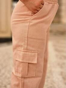 Linen Set Children's Fashion Pants And Cropped Blogger Summer 2025 Children's Clothing - 乾枯玫瑰色 - 查看 3