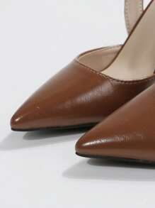 Giày cao gót mũi nhọn cho nữ, kiểu giày cao gót rỗng kiểu Pháp mới, màu bạc - màu nâu - Xem 3