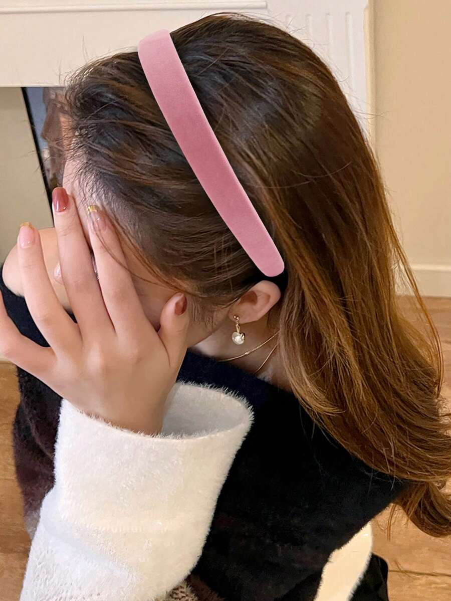1件装女士优雅纯粉色简约发箍，适合日常佩戴，适合女孩休闲装扮，粉色配饰，发带，发箍，头饰，家居美发饰品，夏季，假日，旅行，节日，派对