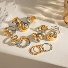 Fashion Mixed Metal Ring For Women Gold Color And Silver Color Two Tone Ring For Stacking Jewelry Gifts - Ring - View 5