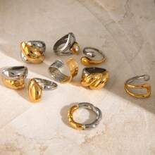 Fashion Mixed Metal Ring For Women Gold Color And Silver Color Two Tone Ring For Stacking Jewelry Gifts - Ring - View 6