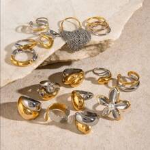 Fashion Mixed Metal Ring For Women Gold Color And Silver Color Two Tone Ring For Stacking Jewelry Gifts - Ring - View 7