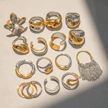 Fashion Mixed Metal Ring For Women Gold Color And Silver Color Two Tone Ring For Stacking Jewelry Gifts - Ring - View 3
