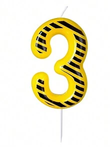1 件 0-9 岁生日蜡烛套装，黄色和黑色条纹蛋糕装饰蜡烛，建筑生日派对用品，派对装饰品，圣诞节 - 彩色 - 查看 12