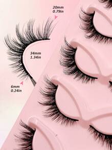 Asiteo 5 Pairs Cat Eye False Eyelashes, Soft Black Band, 3D Natural False Lashes, Fluffy Soft Criss-Cross Cartoon Lashes, Thin Natural Eyelash Extensions Makeup - 眼尾拉長款 - 查看 6