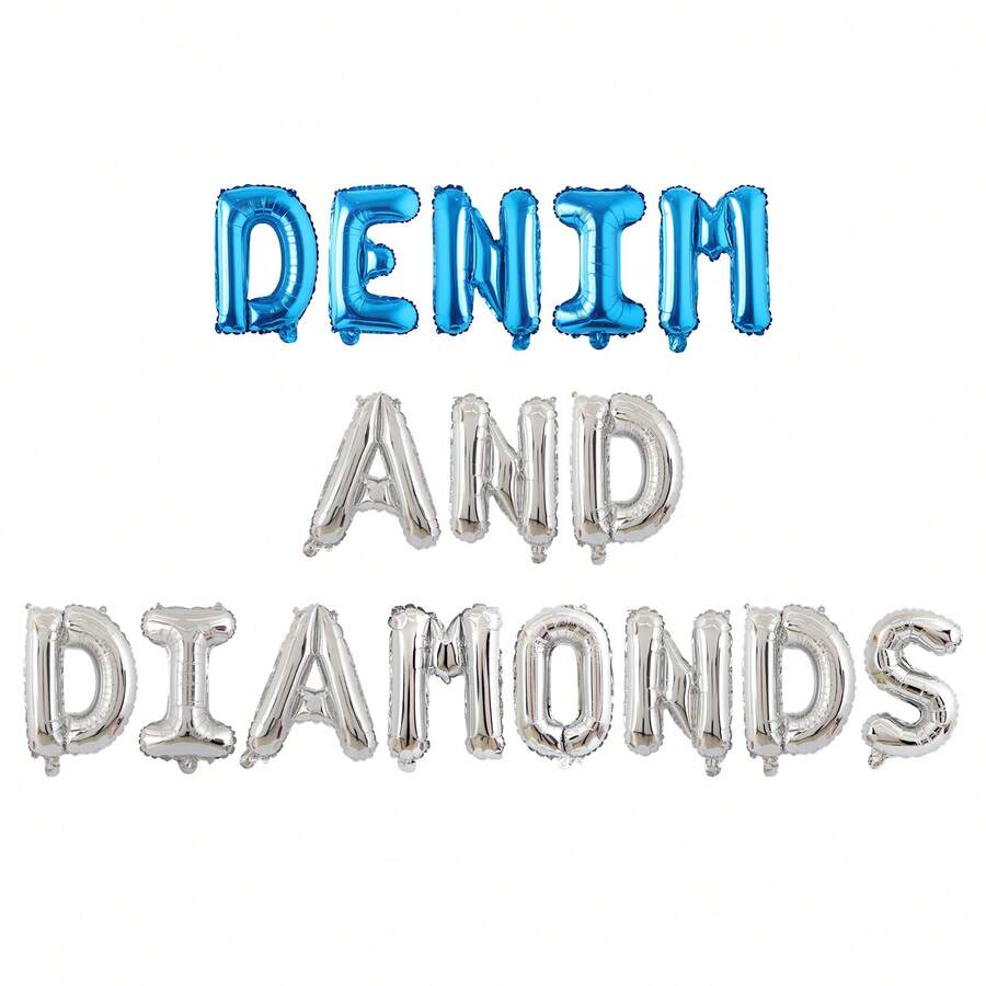 16Pcs Blue Sliver Denim Bridal Shower Decorations Denim And Diamonds