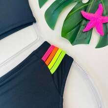 Beach Cover-Up Children's Pareo + Bikini Girls Swimsuit Summer Fashion - 黑色 - 查看 3