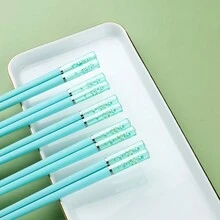 1/5 Pairs Reusable Pink Cherry Blossom Amber Chopsticks, Green Cherry Blossom Amber Chopsticks, Asian Style Dining, Kitchen Utensils For Home, Fast Food, Sushi, Ramen,Kitchen,Christmas Gift - Multicolor - View 10