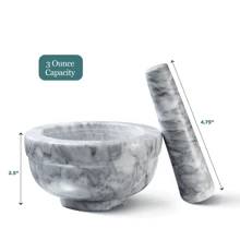 HOME IT Mortar And Pestle Set - Small Grinding Bowl Container For Guacamole, Spices, Salsa, Pesto, Herbs - Best Mortar And Pestle Spice And Pills Crusher Set, Holds Up To 3oz - 3.75 And 4.5x2 Inch, Marble Gray - Dark Grey - View 6