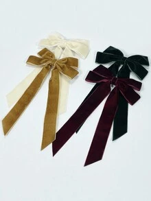 4 Pcs Per Set Velvet Hair Bow For Women, Velvet Bow Hair Clips, Beige Khaki Burgundy Black Ribbon Bows For Hair Metal Clips, Hair Slide, Hair Barrettes