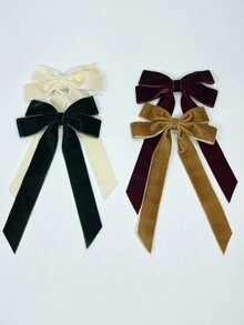 4 Pcs Per Set Velvet Hair Bow For Women, Velvet Bow Hair Clips, Beige Khaki Burgundy Black Ribbon Bows For Hair Metal Clips, Hair Slide, Hair Barrettes