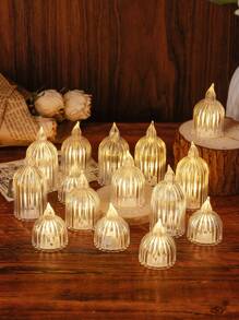 24 件/6 件透明圆形糖果灯、无焰 LED 蜡烛、家居装饰、圣诞节、万圣节、节日氛围灯、创意灯、LED 电子蜡烛、桌面装饰、户外装饰、派对蜡烛 - 無色 - 查看 6