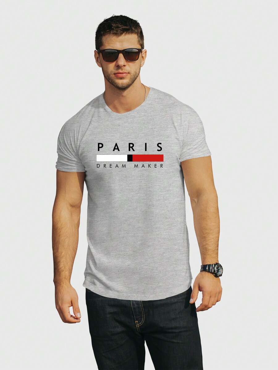 Paris Dream Men's T-Shirt 100% Cotton - Xám - Xem 1