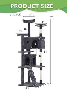 Cat Tree For Indoor Cats, 69.3 Inch Multi-Level Cat Furniture Condo For Cats, Top Padded Perches, Sisal Scratching Posts And Hanging Toys, Large Cat Pet Activity Structure - 阿什 - 查看 5
