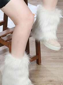 1pair Autumn/Winter Harajuku Y2k Warm Stocking Women Imitation Fur Fur Sweet Cool Spice Bungee Dee Leg Cover