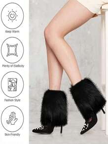 1pair Autumn/Winter Harajuku Y2k Warm Stocking Women Imitation Fur Fur Sweet Cool Spice Bungee Dee Leg Cover