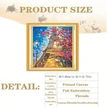 LaoJieYuan 2025 New Style Landscape Flowe Eiffel Tower DIY 11CT Embroidery Cross Stitch Kits Craft Needlework Set Printed Canvas Dropshipping