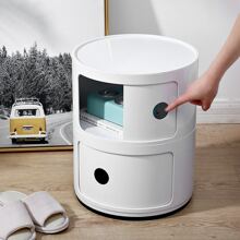 LIVINGANDHOME Living And Home Cylindrical Multi-Tiered Plastic Storage Drawer Unit - 白色 - 查看 4